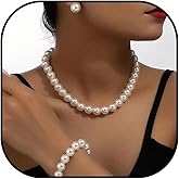 Pearl Jewelry Set for Women Pearl Necklace and Earring Set Bridal Jewelry Set for Wedding Elegant Pearl Jewelry