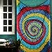 The Indian Craft Colorful Psychedelic Mandala Tapestry - Tie Dye Bohemian Wall Hanging Elephant Tapestries Hippie Wall Decor Twin Size Bedding - Multicolor - 84 X 54 Inches