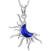 Plesitep Moon Necklace for Women Crescent and Sun Pendant Necklace with Moon Crystal Jewelry Gifts