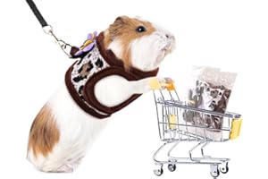 PREFERHOUSE Hand Made Harness for Hamster Rats Iguana Bearded Dragon Baby Ferret Soft&Adjustable(Brown-M)