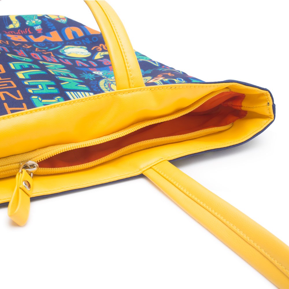 chumbak travel diaries women's polyester navy blue tote bag