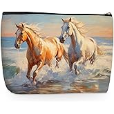 Wenboco Cute Horse Makeup Bag, Horse Gifts for Girls Horses Lover Animal Lovers Makeup Case Cosmetic Bags for Women, Portable Pouch Purse Travel Toiletries Accessories, Christmas Birthday Gifts