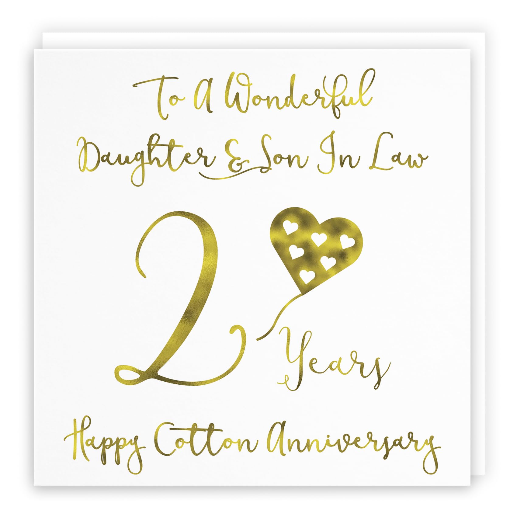 Hunts England - Daughter And Son In Law 2nd Anniversary Card - To A Wonderful Daughter & Son In Law - 2 Years - Happy Cotton Anniversary - Milano Collection