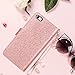 BENTOBEN iPhone 5S Case, iPhone SE Case, Sparkle iPhone 5 Wallet Case Glitter Credit Card Slots Cash Holder Luxury Shiny Bling Flip Faux Leather Protective Case for iPhone 5/5S/SE, Rose Gold