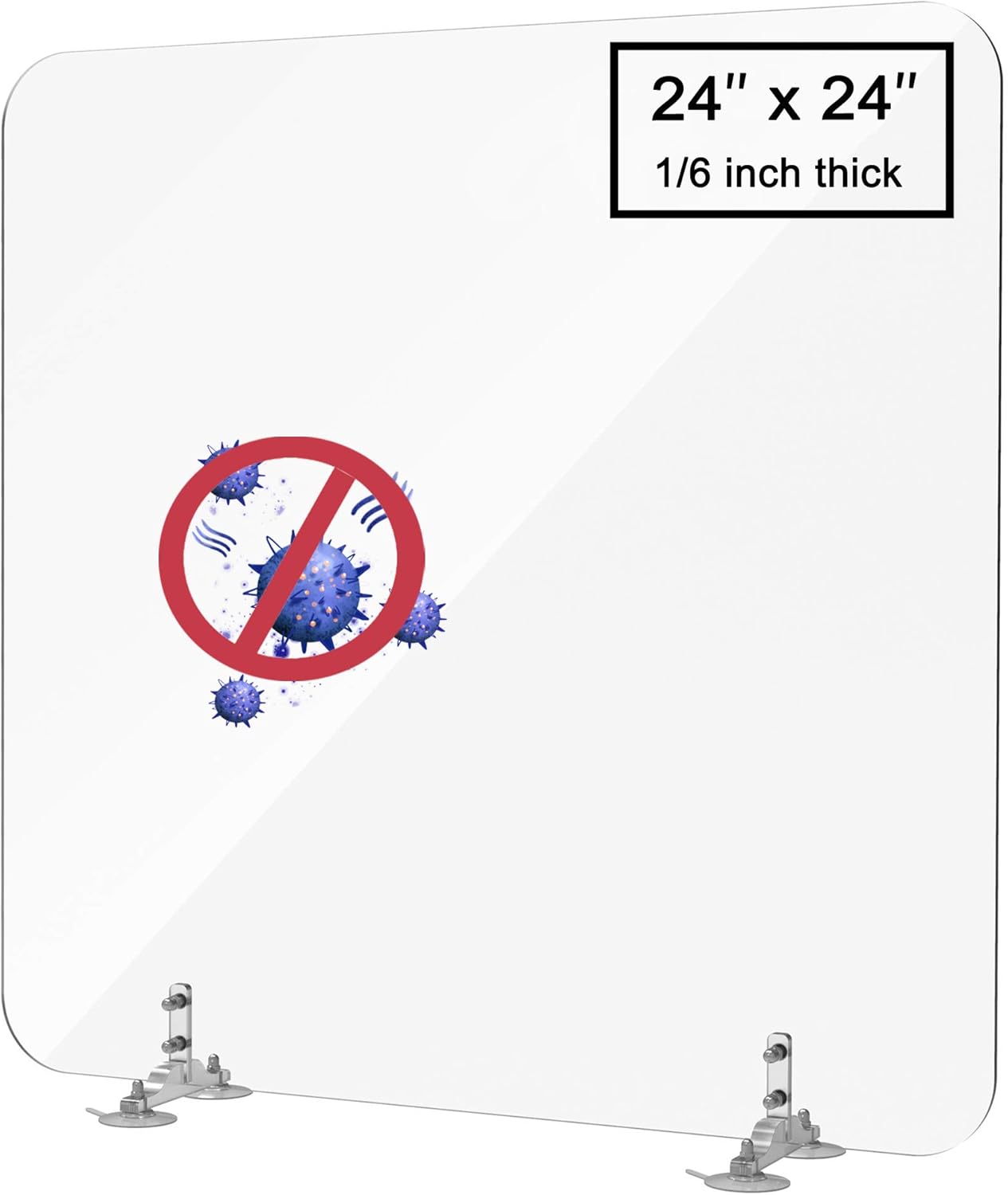 Bojim Sneeze Guard for Counter, 24"x 24" Protective Acrylic Sheets, Desk Standing Shield, Clear Partition for Office, Clinic, Grocery Store, Checkout Counter, Reception Desk (4mm Thickness)