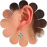Andelaisi Boho Mushroom Drop Earrings Colorful Mushroom Dangle Earrings Rainbow Mushroom Hoop Earrings Vintage Mushroom Enamel Earrings Jewelry for Women