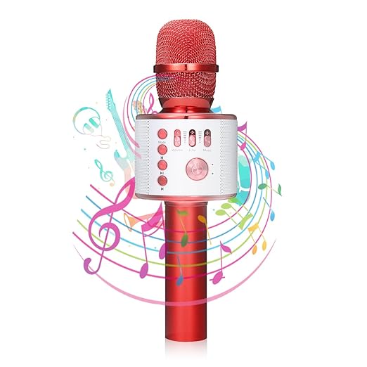 bluetooth Karaoke Mikrofon, NASUM,tragbare drahtlose dynamisches Mikrofon mit Lautsprecher für Erwachsene und Kinder für Spra