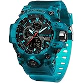 FANMIS Men's Solar Powered Casual Quartz Wrist Watch Analog Digital Multifunctional Black Sports Watch