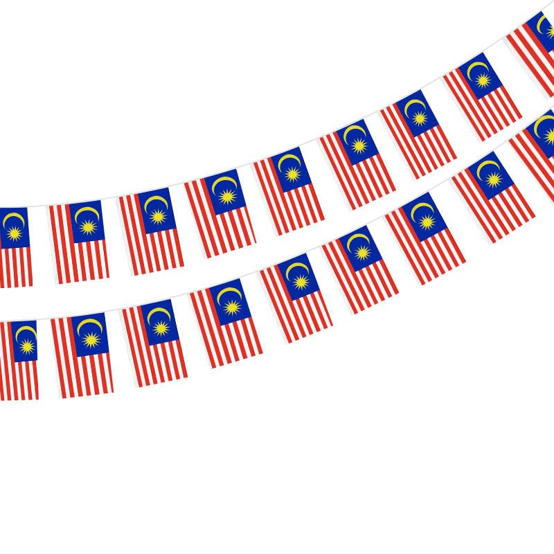 Malaysia Flag 40 Pcs Malaysia Flag, Malaysia Garland 11.4M, Malaysia Pennants, National Flag Flags 14 x 21 cm for Bar Decorations