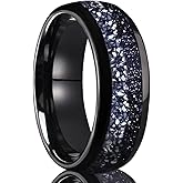 Concept Knight Tungsten Carbide Rings for Men Women 8mm Inlaid Nebula Opal and Gold Foil Men's Engagement Wedding Bands Fashion Luxury and High Polish