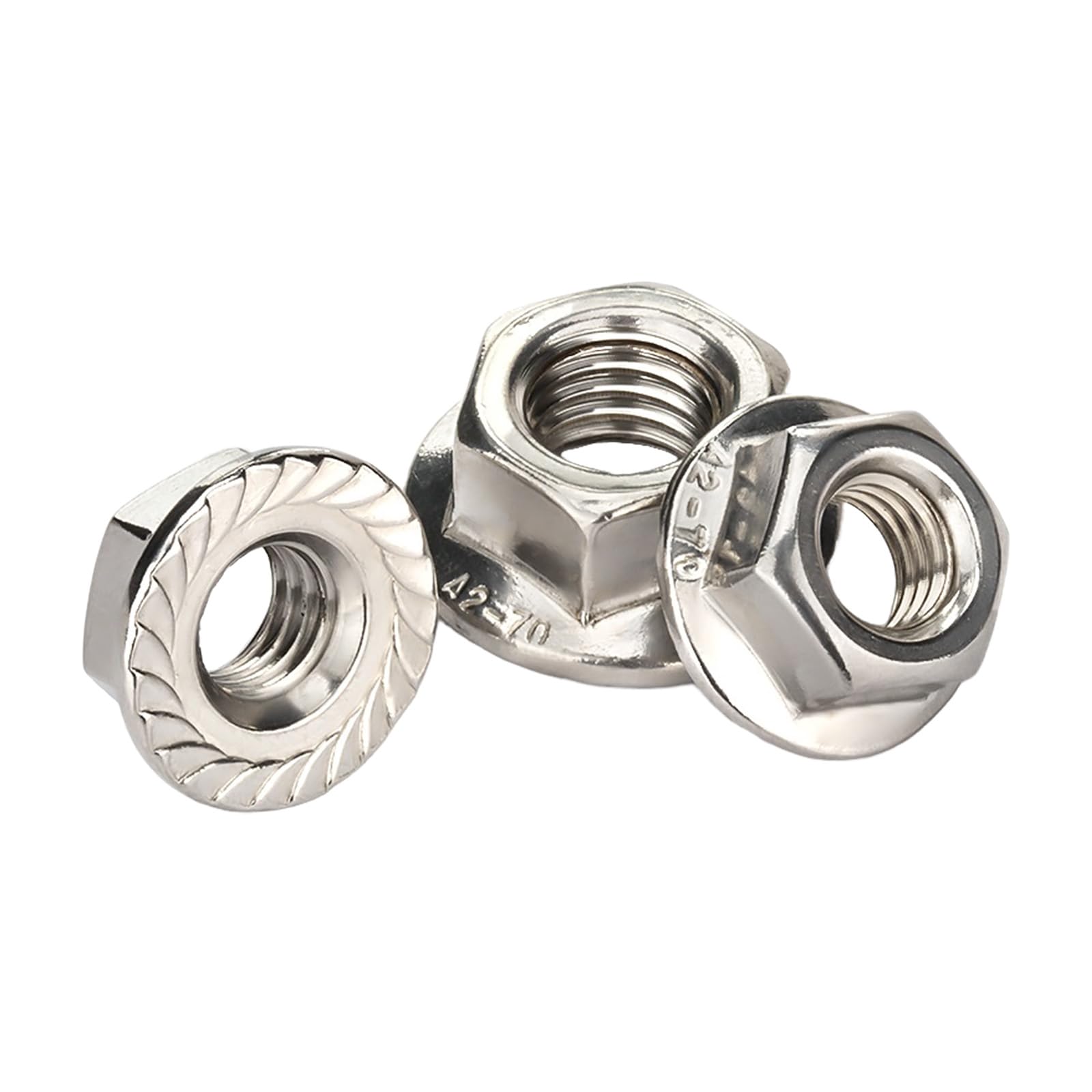 SZLIZHUO 100PCS M6 (6mm) Stainless Steel Serrated Hex Flange Nuts Locknuts AHCMetric Hexagon Serrated Flange Nuts M6 (Pack of 100)