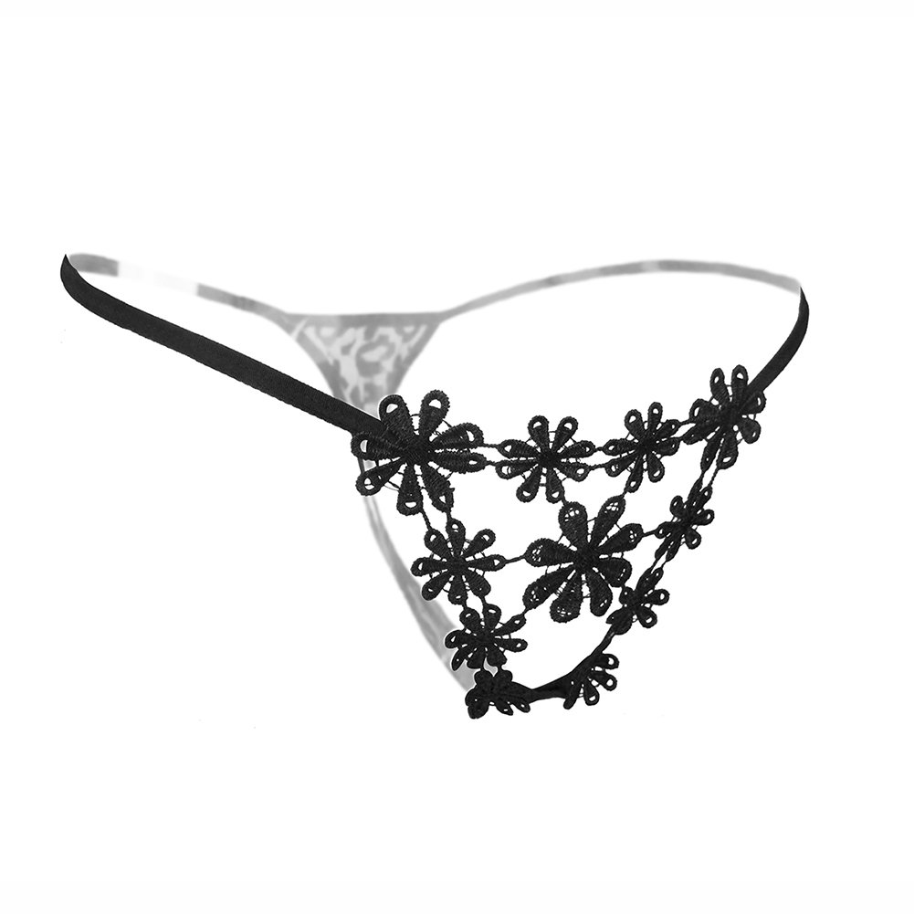 KHUFUZI Women’s Sexy Floral Crotchless G-String Bikini Stretchy Embroidery Panties Thong Lingerie Underwear