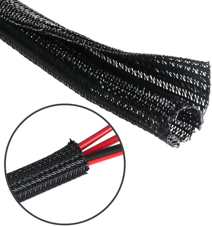 25 Feet 3/4 inch Cord Protector Split Wire Loom Braided