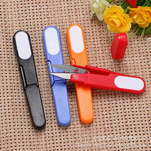 Portable U Shape Embroidery Scissors, Color Portable Scissors Yarn Scissors Multi-Function U-Cutting Craft Sewing Pruning Thread Cutter Scissors with Needle Threaders, 4 PCS - Thumbnail 6