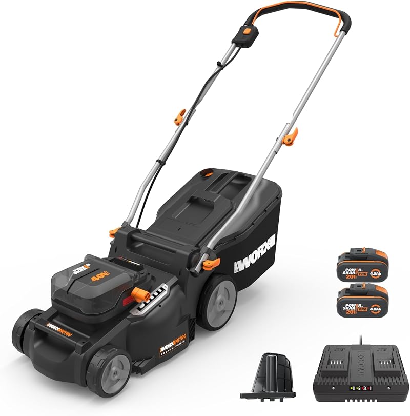 WORX WG737E 40V Brushless Cordless Lawn Mower 37cm Deck 2x4.0Ah Batteries