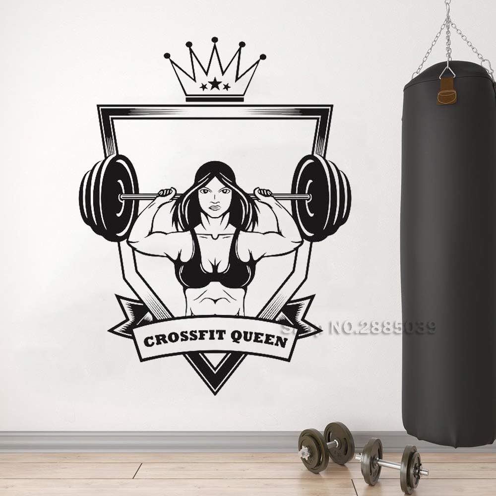 Zhuhuimin Queen Fitness Wall Decal Working Girl Wall Decals Gym Words Quote Sticker Workout Bodybuilding Bedroom Decor 3 56 cm x 73 cm