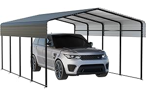 NUGRIART Metal Carport 13 x 20 FT with Heavy Duty Metal Frame & Galvanized Steel Roof, Metal Car Garage, Sturdy Canopy Shelter for Car, Truck, Pickup, SUV, Tractor, and Boat
