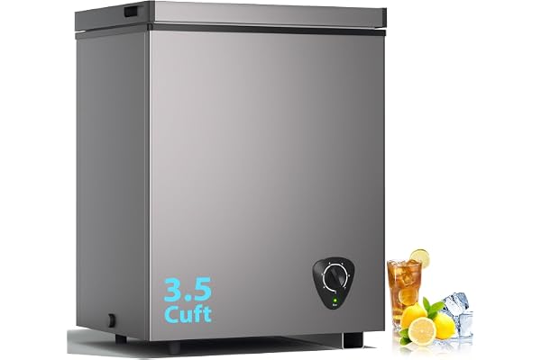 Lifeplus Chest Freezer, 3.5 Cubic Feet Small Deep Freezer Compact Top Open Door with Removable Basket, 7 Temperature Control Energy Saving Super Quiet for Kitchen Office Apartment Garage, Grey