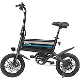 Gotrax Nano 14" Electric Bike, Max Range 25Miles(Pedal-Assist)&Max Speed 15.5Mph, 350W Folding E-Bike with Removable Battery,
