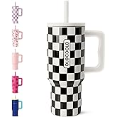 DLOCCOLD 24 oz Tumbler with Handle and Silicone Straw Lid, Insulated Travel Tumbler with Spill Resistant Lid, Reusable Stainless Steel Travel Tumbler, Cupholder Friendly, Leak Resistant