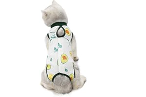 TORJOY Cat Professional Surgical Recovery Suit,E-Collar Alternative for Cats Dogs,After Surgery Wear, Pajama Suit,Home Indoor Pets Clothing (S(3.3-5.5lbs), Avocado)