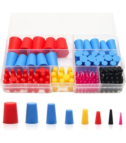 60-Piece Silicone Rubber Stopper Kit - 13 Sizes (1/4" To 3/4"), High Temp Resistant To 600°F, For Plugging Holes, Painting, Labs