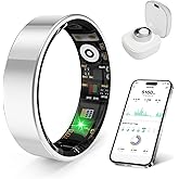 prxxhri Smart Health Ring, Featuring Stress and Sleep Monitoring Functions, Compatible with iOS and Android, Waterproof Fitness Tracker for Women & Men, No Subscription Fee. (Silver, 9)