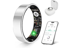 prxxhri Smart Health Ring, Featuring Stress and Sleep Monitoring Functions, Compatible with iOS and Android, Waterproof Fitness Tracker for Women & Men, No Subscription Fee. (Silver, 9)