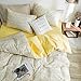 VM VOUGEMARKET Yellow Duvet Cover Set Queen,Plaid Duvet Cover with 2 Pillow Shams - Hotel Quality 100% Cotton - Luxurious, Comfortable, Breathable (Queen,Rio)