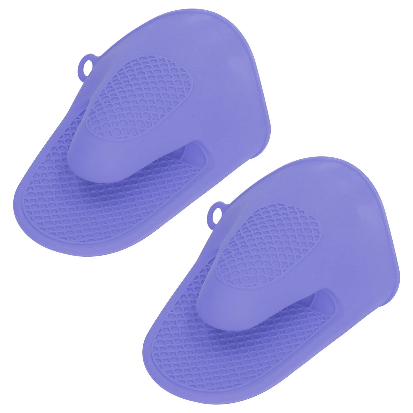 2pcs Oven Mitts, Mini Thickened Silicone Oven Mittens, Practical Kitchen Mittens, Anti Scalding and Slip Cooking Pinch Mitts for Kitchen Baking, Cooking and Grilling, 7.9in(Purple)