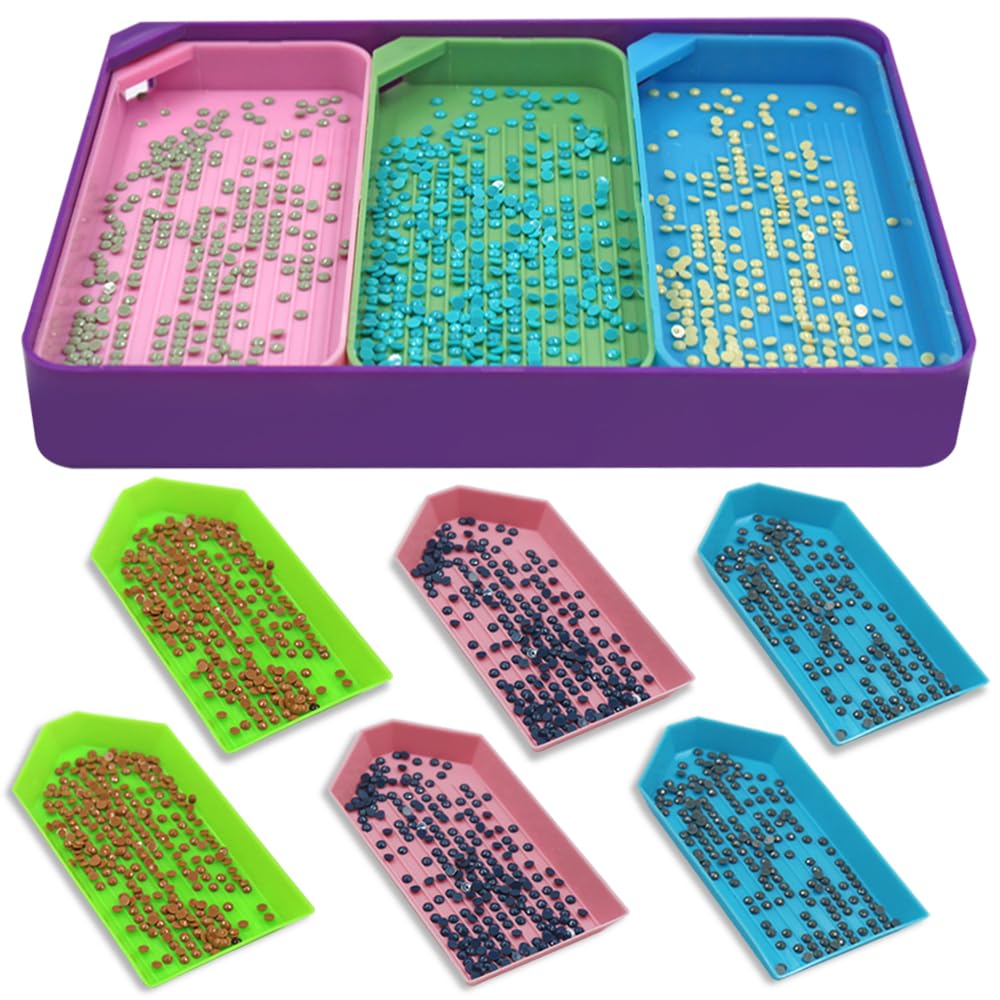 FineGood 10 Pcs Diamond Art Painting Trays, 3 Sizes, Adults Beads Sorting Trays, DIY Art Crafts Storage