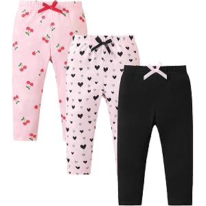 Jecson Toddler Girl Leggings Baby Pants 3 Pack Stretchy Floral Clothes 1-4Y | Soft Stretchy Leggings For Toddler Girls In A 3