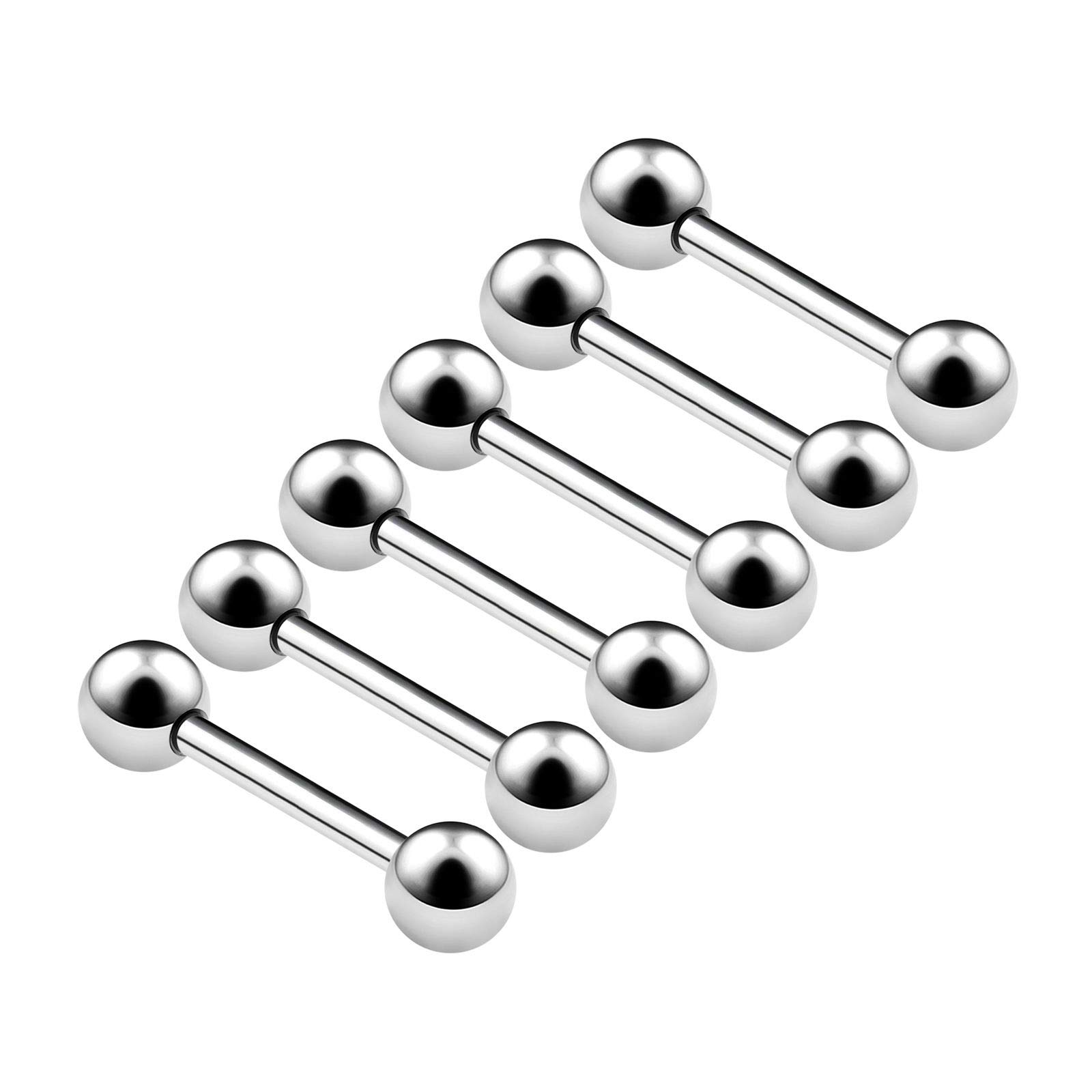 BanaVega 6PCS Surgical Steel Barbell Earrings 18g 3/8 10mm 3mm Ball Eyebrow Cartilage Helix Earrings Tragus Piercing Jewellery 6353