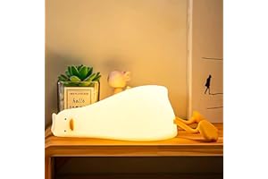HERBESTBAY Kids Night Light, Lying Flat Duck Cute Night Light for Kids, Premium Silicone Nursery Nightlight, Touch Control, T