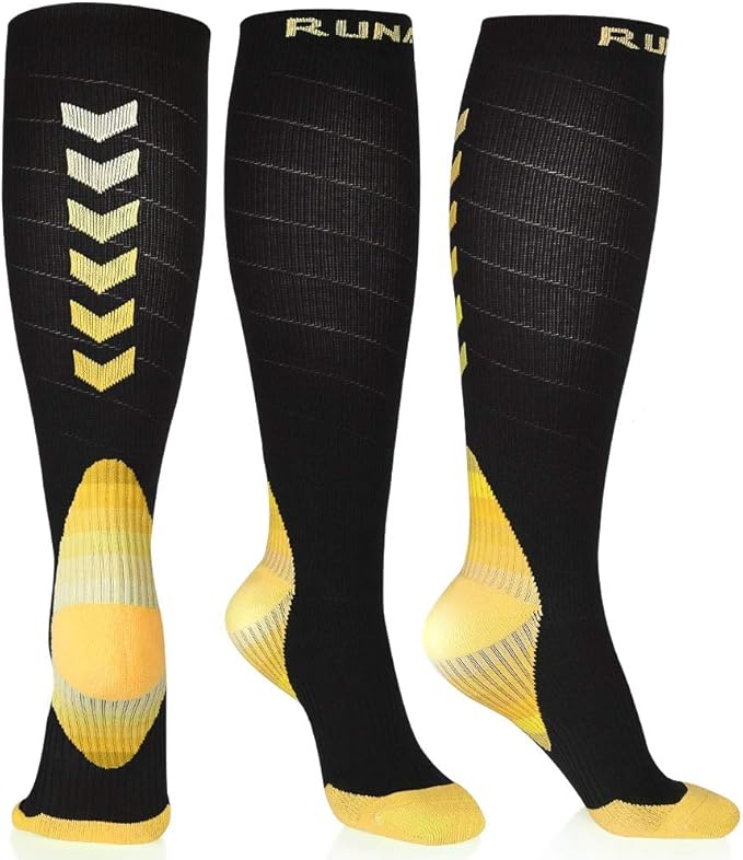 Zipper Compression Socks (2 Pairs) Knee High Open Toe