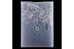 KWELLAM 3D Merry Christmas Ball Pine Branch Background Plastic Embossing Folders for Card Making Scrapbooking and Other Paper Crafts 4092605