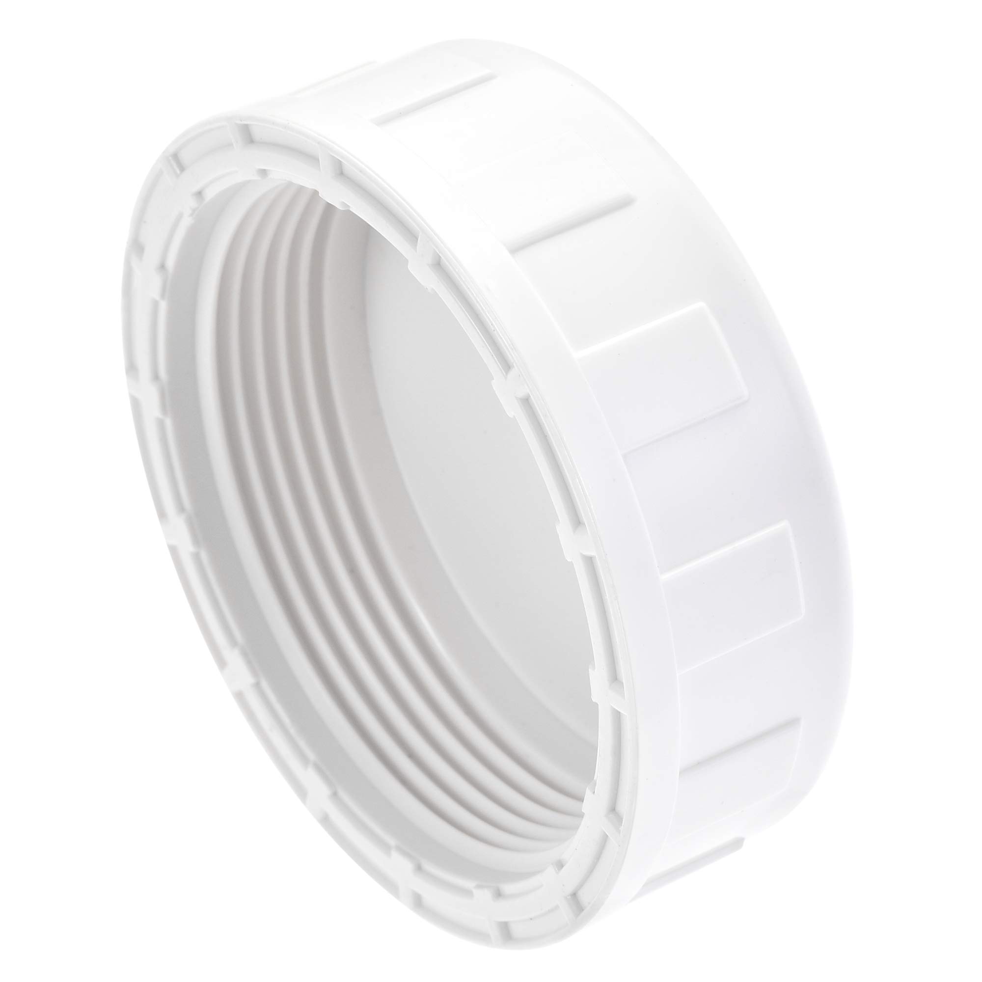 sourcing map 2PT Pipe Fitting Cap, PVC Round Female Thread Tube Connector, for Garden and Outdoor Water Pipes End, White