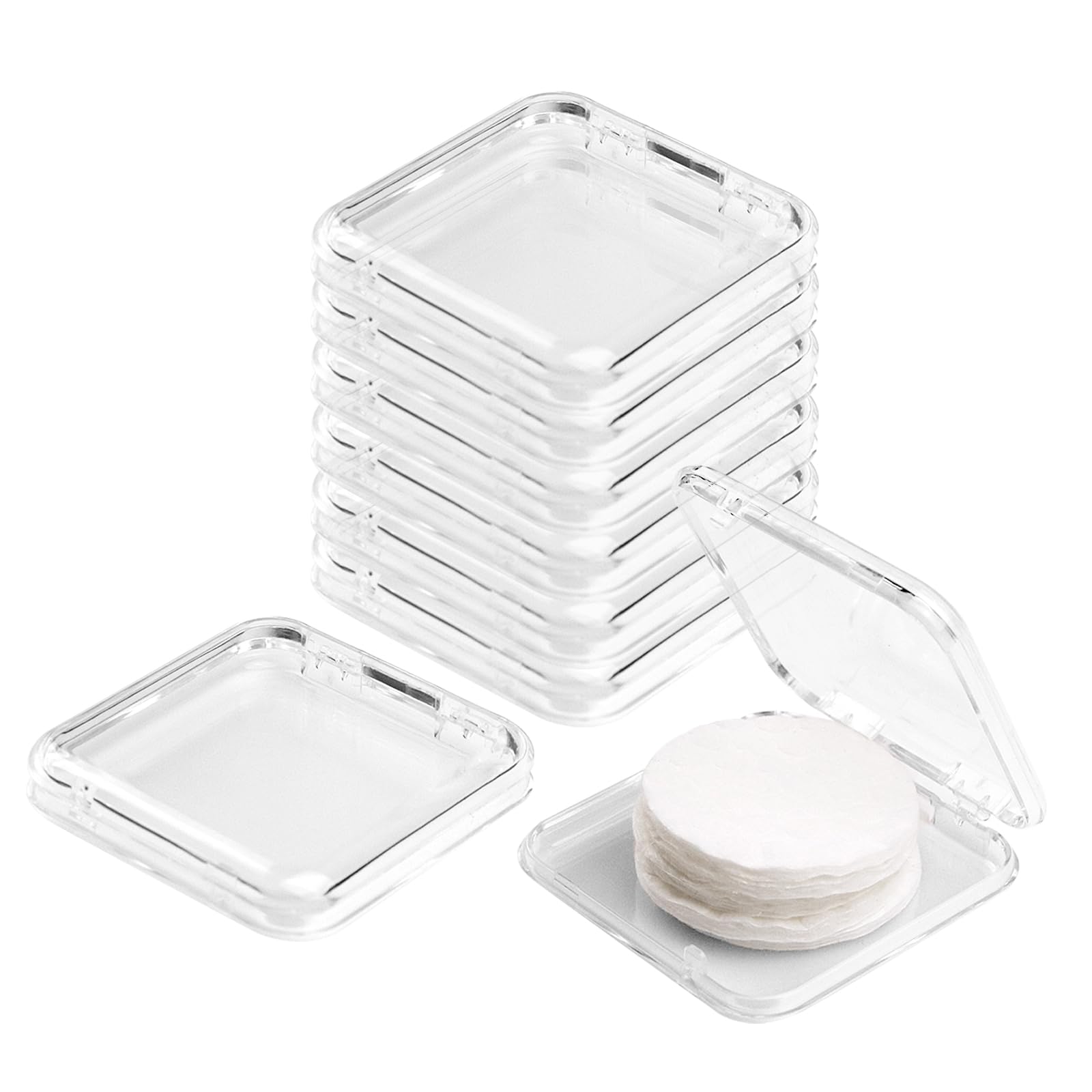 Photo 1 of ** 7 PCS *** Square Cotton Pad Holder - 8 PCS Travel Holder, Mini, Easy to Use, Suitable for Wallet Travel Pocket Storage, Cotton Swabs, Dental Floss, Jewelry