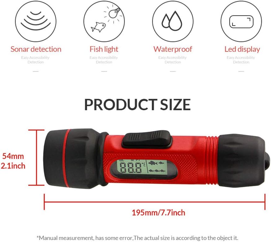 RICANK Depth Finder with Temperature, Portable Ice Fish Finder Contour Readout Handheld Fishfinder Depth Readout 2.5ft(0.8m) to 300ft (90 m) LCD Display Fish for Ice Lake Sea Boat Kayak River Fishing: GPS & Navigation