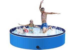 TNELTUEB 71'' Kiddie Pool Foldable Dog Pool for Large Dogs, Hard Plastic Kids Pool for Backyard Swimming Pool Pet Bath Tub, Non-Slip Extra Large Pool for Pets & Kids