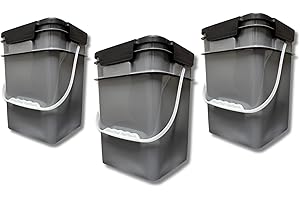 House Naturals 4 Gallon Square Food Grade Bucket Pail with Plastic Handles and Lid (Pack of 3) Made in USA containers (Gray)