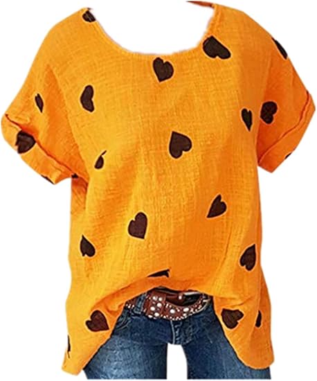 Amazon 洋子ちゃん レディース 女性 丸首 ハート プリント 半袖 トップ Tシャ 高校生 夏服 かわいい トップス 大きいサイズ Tシャツ カットソー 通販 Amazon 洋子ちゃん レディース 女性 丸首 ハート プリント 半袖 トップ Tシャ 高校生 夏服 かわいい トップス 大きいサイズ Tシャツ カットソー 通販