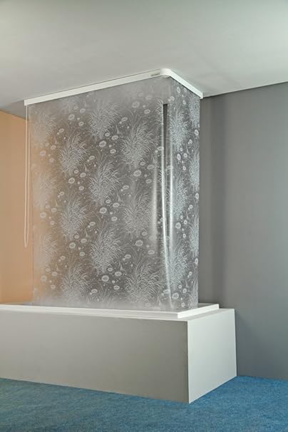 ECO-DuR 4024879000547 Kassetten ECK Duschrollo 137 x 62 cm weiß - Seerose weiß