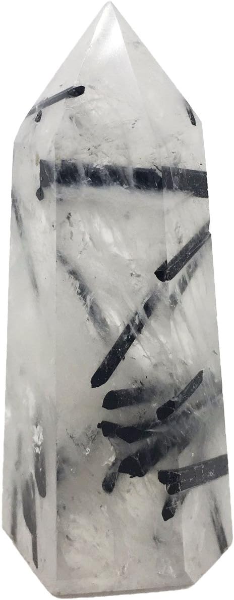 Yinglai 55-70mm Natural Quartz with Black Tourmaline 6 Facted Crystal Wand Point Healing Reiki Crystal Stone