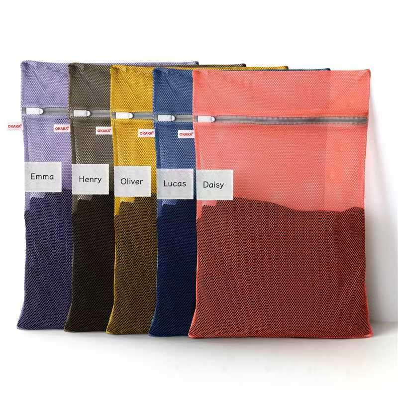 OKAKA 5-Pack Mesh Laundry Bags with ID Label, Sturdy Laundry Bags for Delicates, Hosiery, Underwear,Travel and Organize- 5 Color(14x20 Inch)