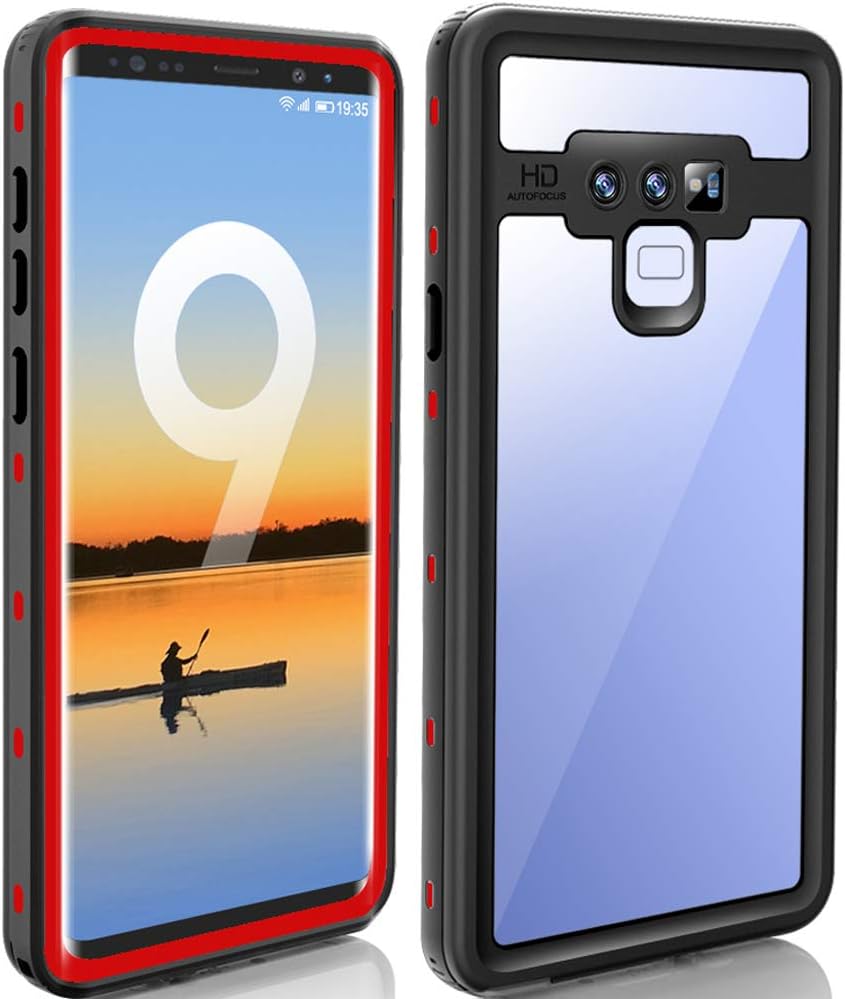 Tomplus for Samsung Galaxy Note 9 Case, Waterproof Case with Built-in Screen Protector, Full-Body Rugged Resistant Protective Hard Cover Case for Galaxy Note 9 (Red)