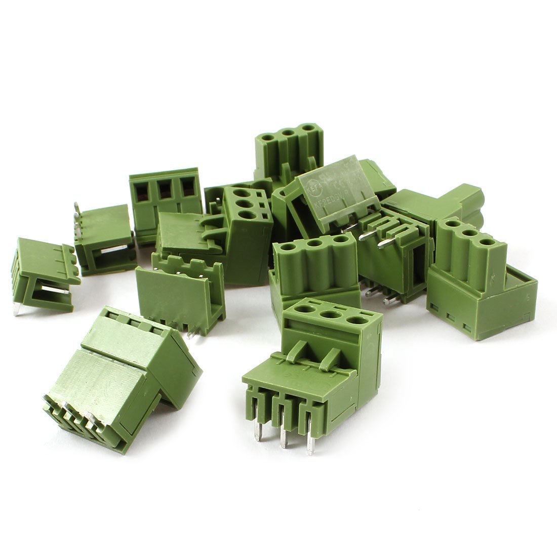 sourcing map 10 Pairs 5.08mm Spacing 3P Screw Terminal Block Green