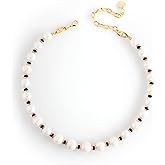 nakamol Simulated Graduated White Pearl and Black Bead Necklace with 3" Extender