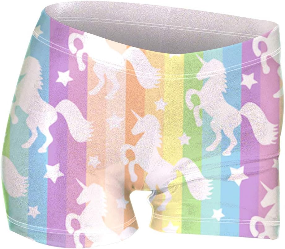 Girls Gymnastics Shorts 3D Printed Athletic-Shorts Sparkle Dance Tumbling Sports Bike Short 4-12T