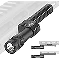 DEFENTAC Aluminum Flashlight for Rifle (2 in 1 Mount) is Compatible with Picatinny/Mlok Rail, 1450 Lumens Tactical Weapon Light with Momentary Strobe Replaceable Battery